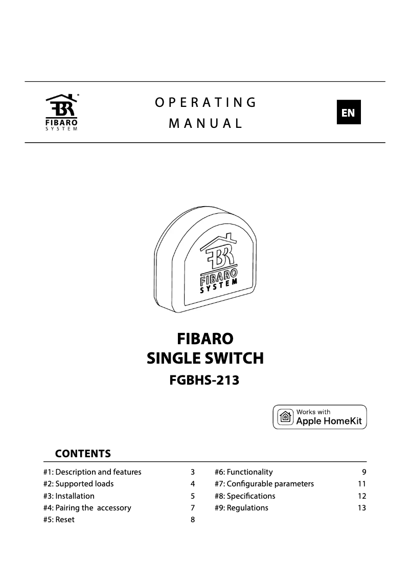 First page image of the manual for FGBHS-213