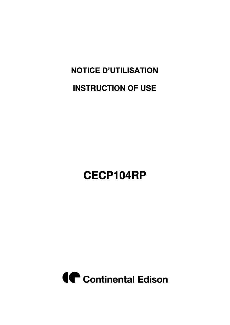 First page image of the manual for CECP104RP
