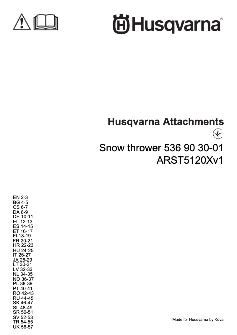 Page 1 of the manual User Manual Husqvarna ARST5120v1