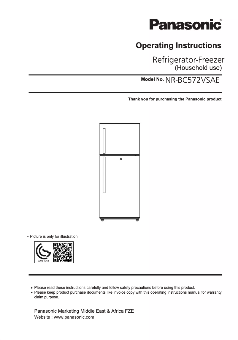 Page 1 of the manual User Manual Panasonic NR-BC572VS