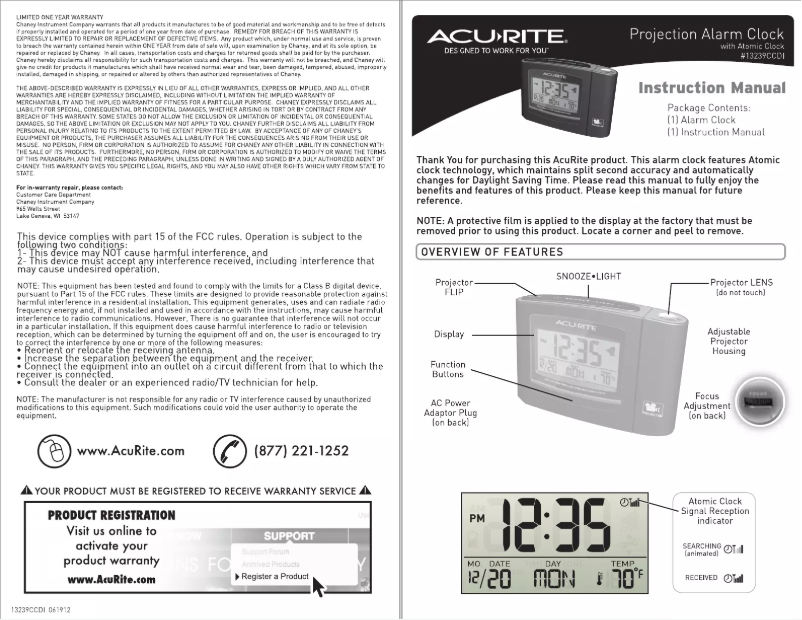 Page 1 of the manual User Manual AcuRite 13239