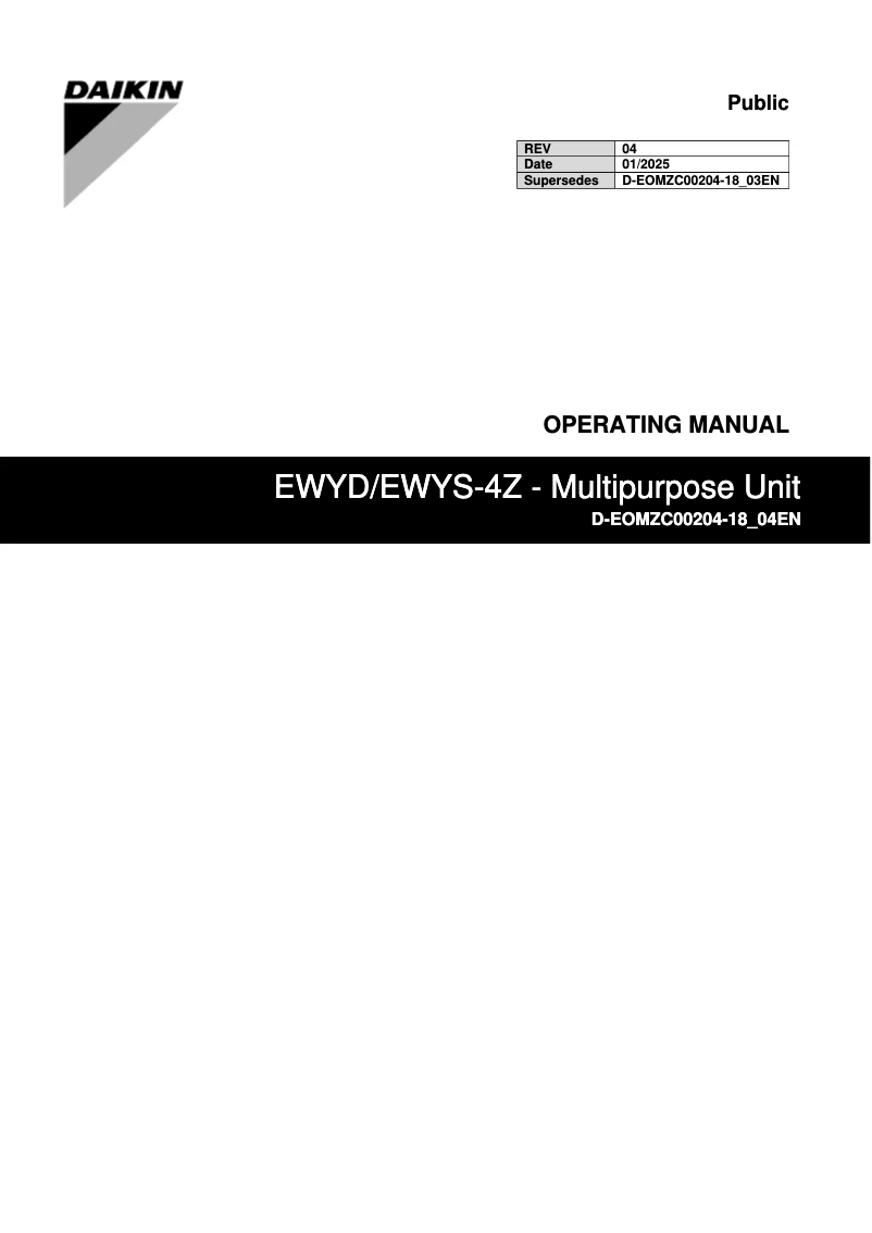 First page image of the manual for EWYD7004ZXSB2