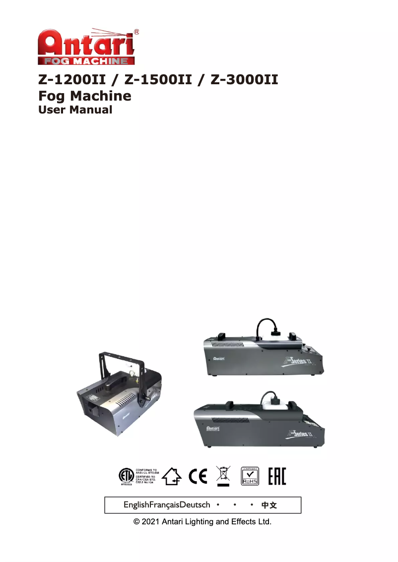Page 1 of the manual User Manual Antari Z-3000II
