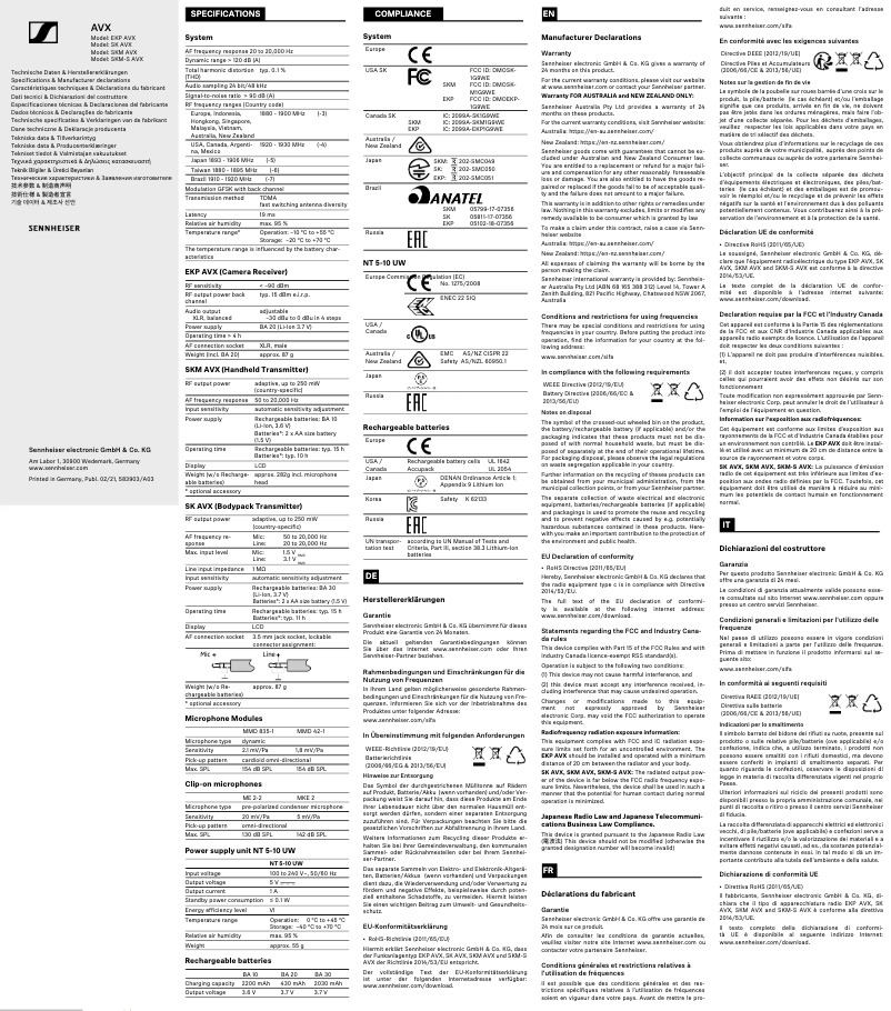 First page image of the manual for AVX-835