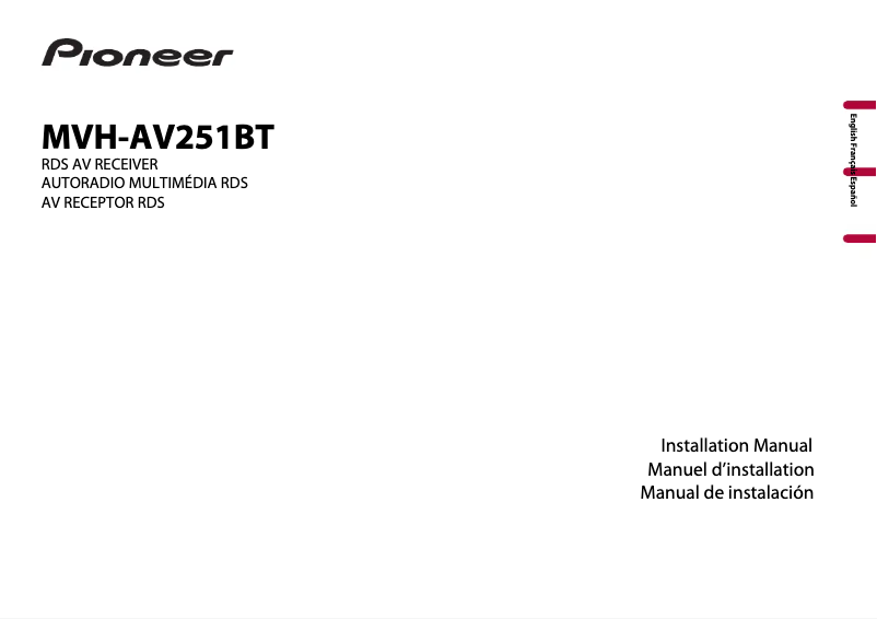 Page 1 of the manual User Manual Pioneer MVH-AV251BT