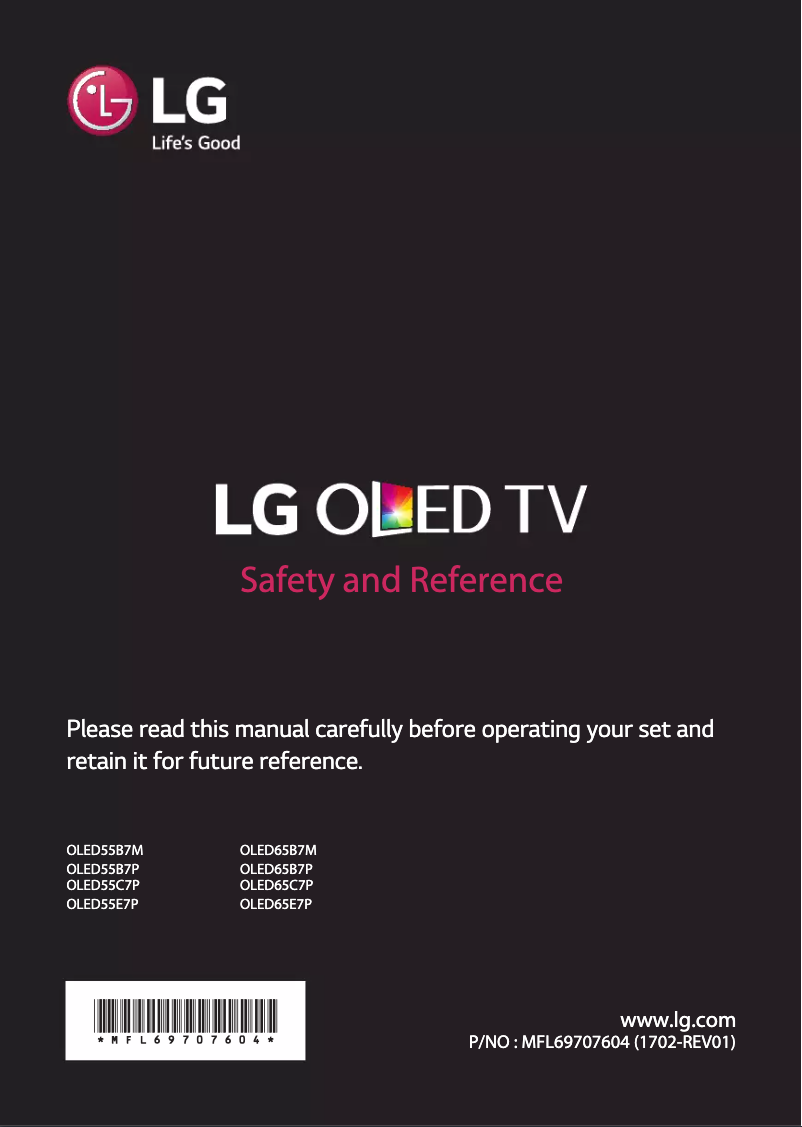 First page image of the manual for OLED65B7M