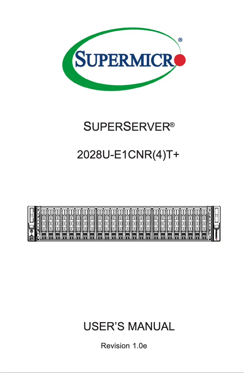 First page image of the manual for SuperServer 2028U-E1CNRT+