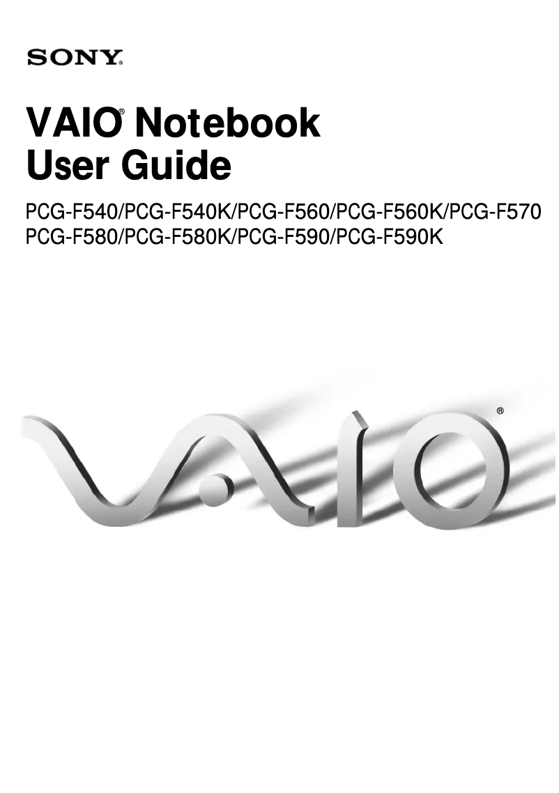 Page 1 of the manual User Manual Sony Vaio PCG-F590K