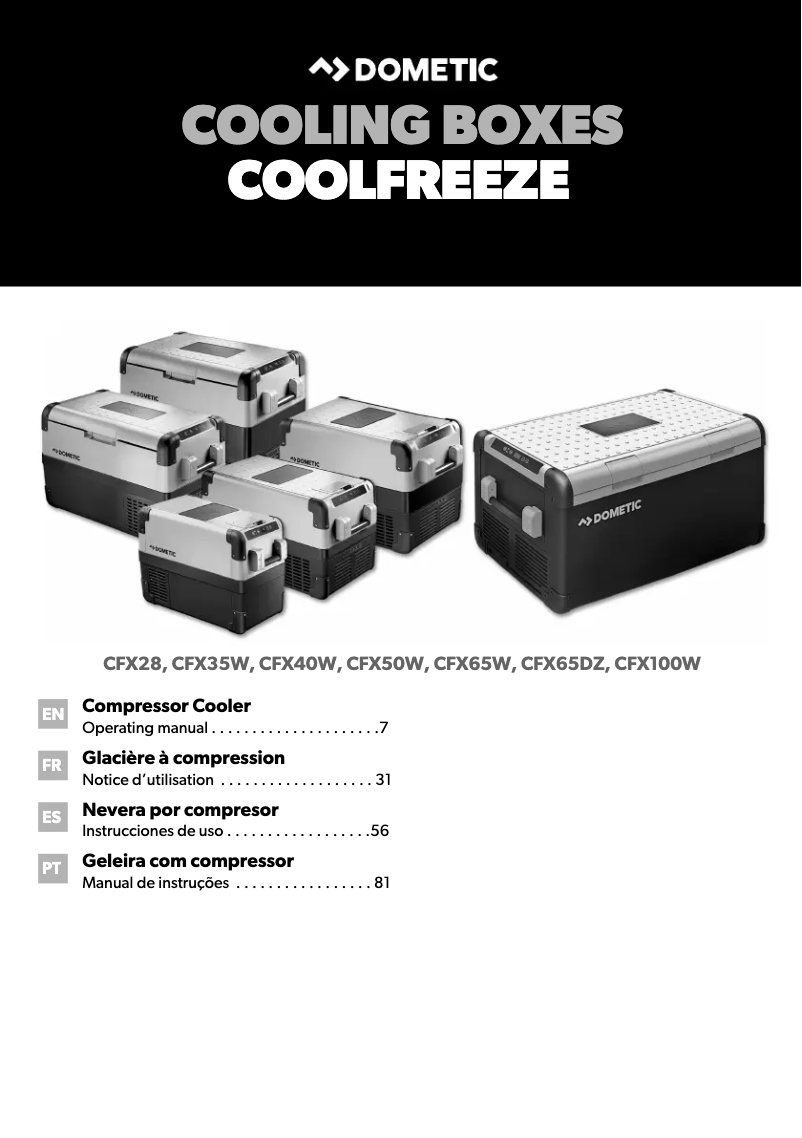 Page 1 de la notice Manuel utilisateur Dometic CoolFreeze CFX 100 W