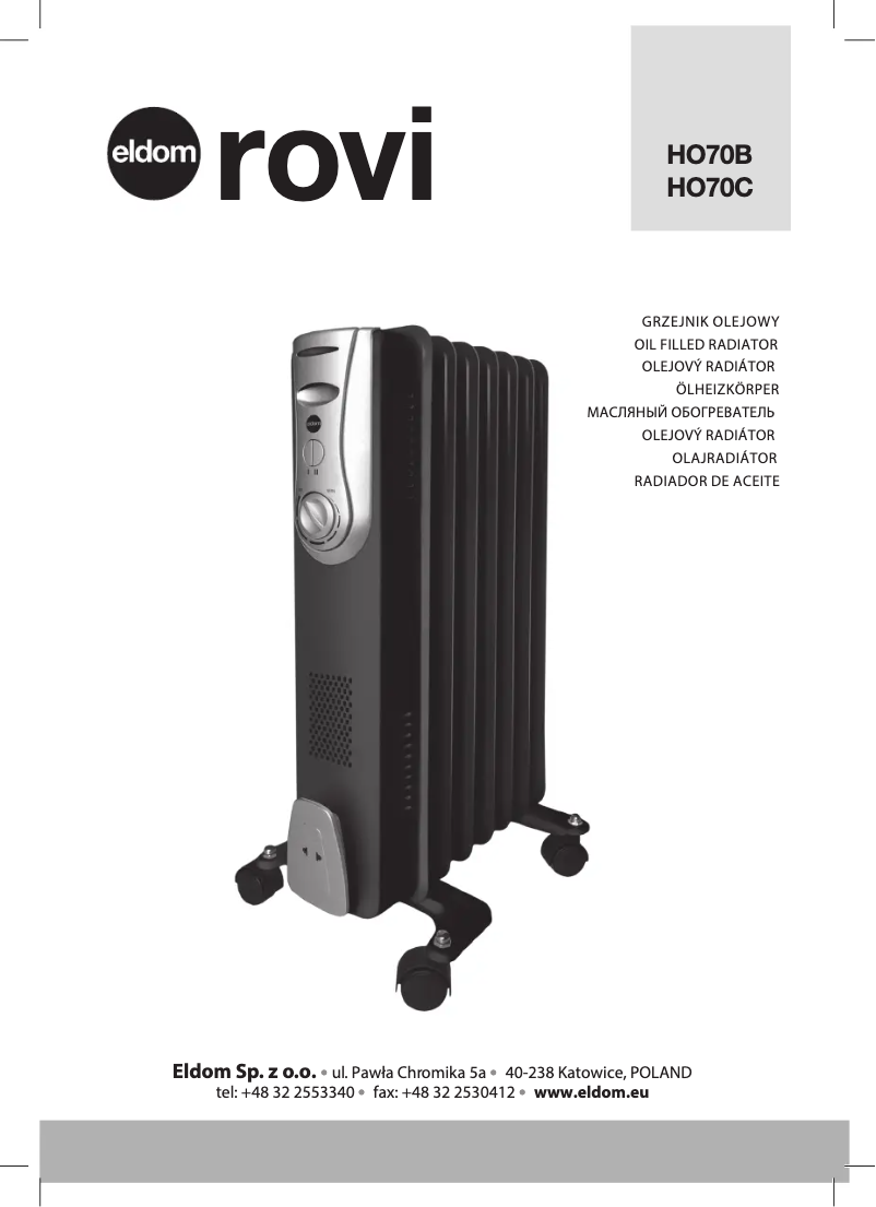 Page 1 of the manual User Manual Eldom ROVI HO70C