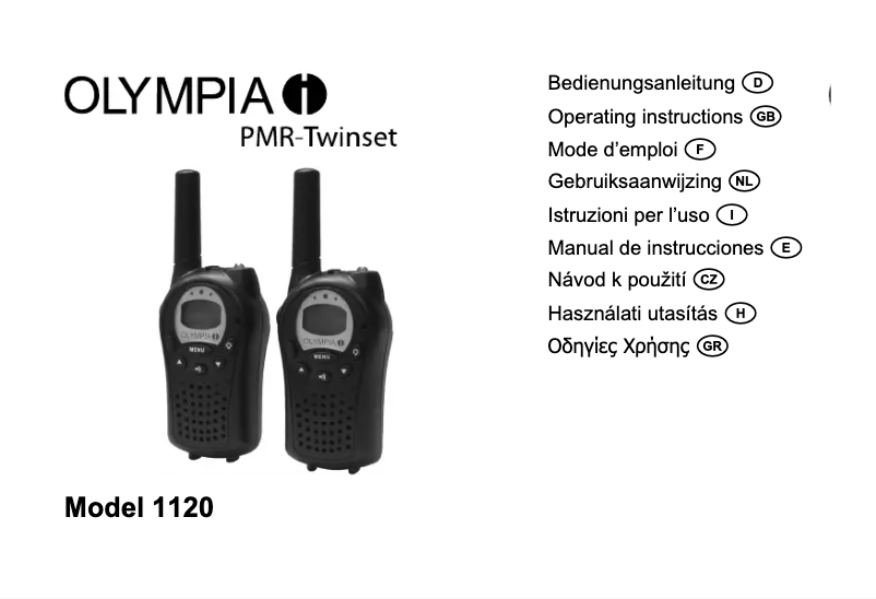 First page image of the manual for PMR 1120