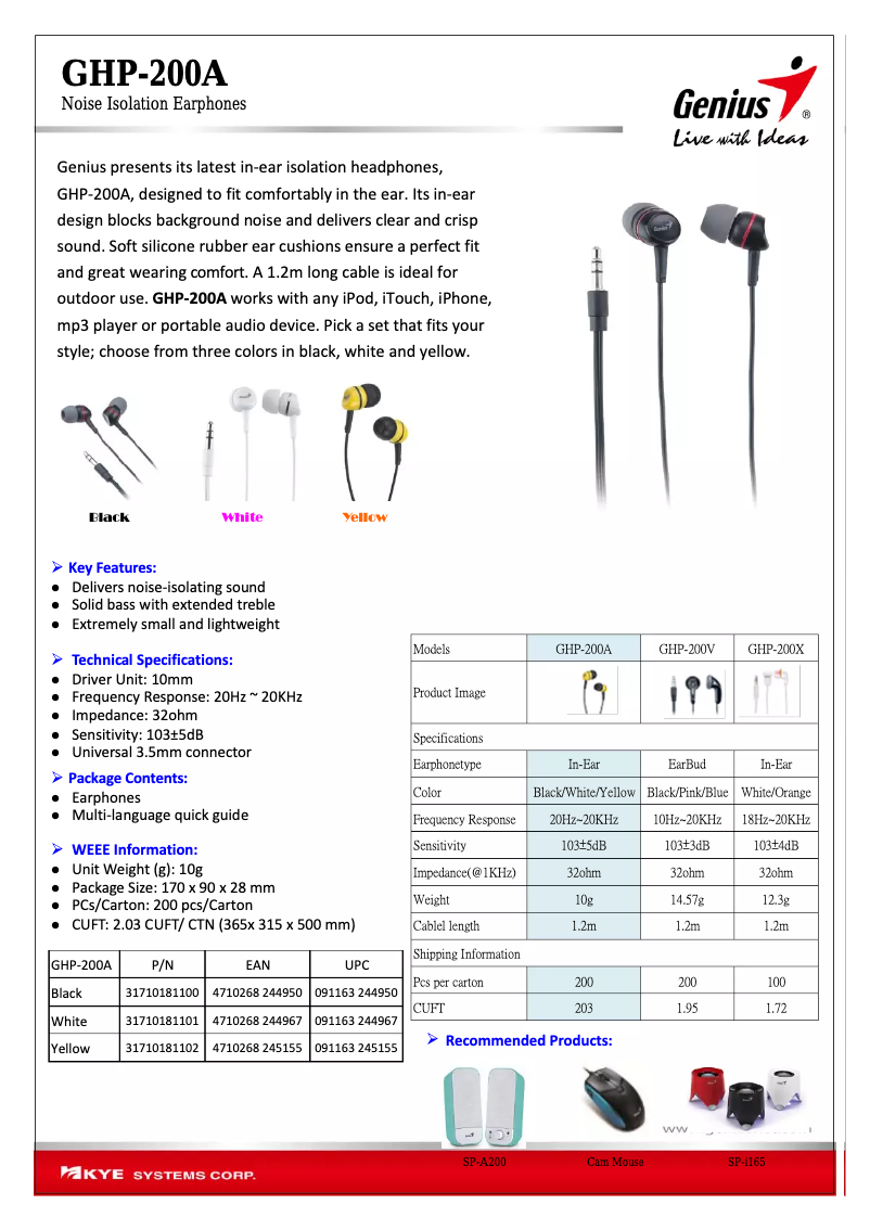 Page 1 of the manual User Manual Genius GHP-200A