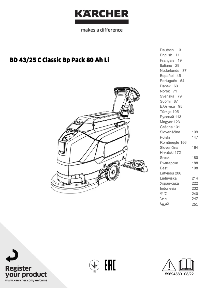 First page image of the manual for BD 43/25 C Classic Bp