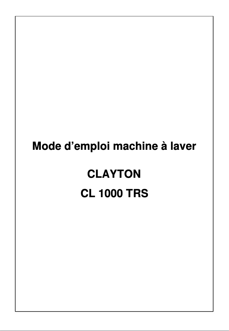 Page 1 of the manual User Manual Clayton CL1000TRS