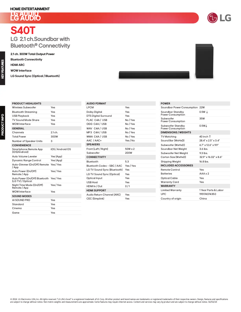First page image of the manual for S40T