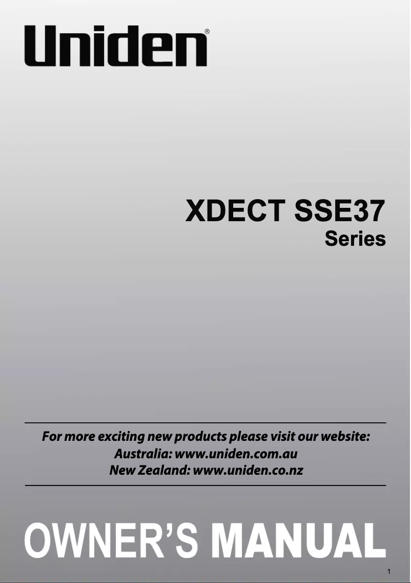 Page 1 of the manual User Manual Uniden SS E37