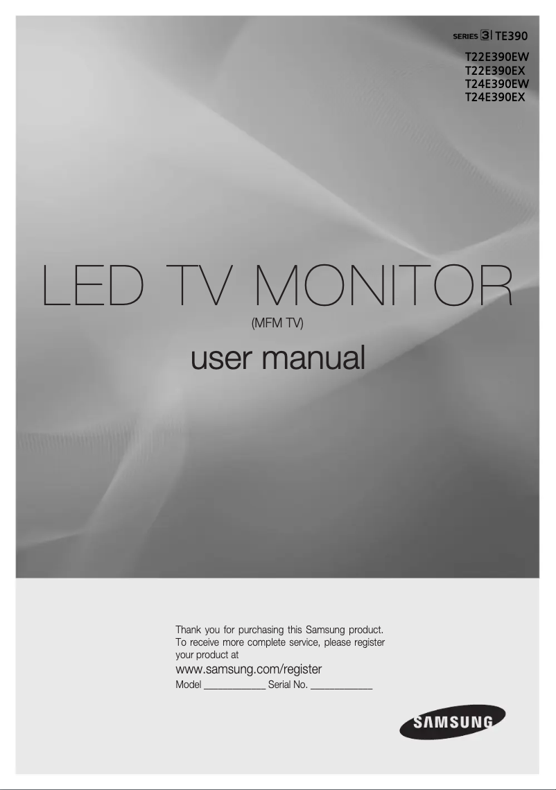 First page image of the manual for LT22E390EX