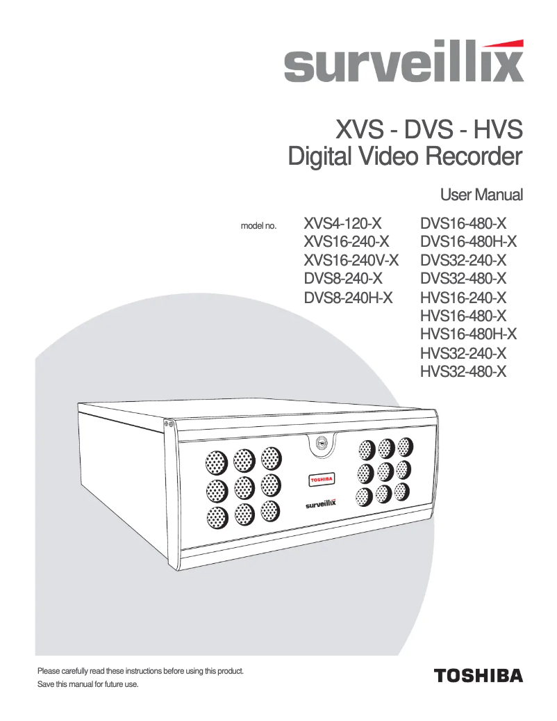 Page 1 de la notice Manuel utilisateur Toshiba HVS16-480-2T