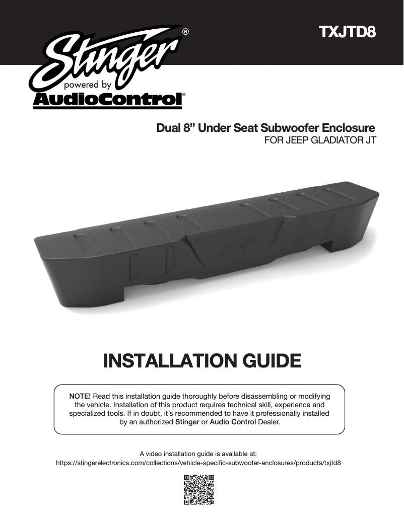 Page 1 of the manual User Manual AudioControl TXJTD8