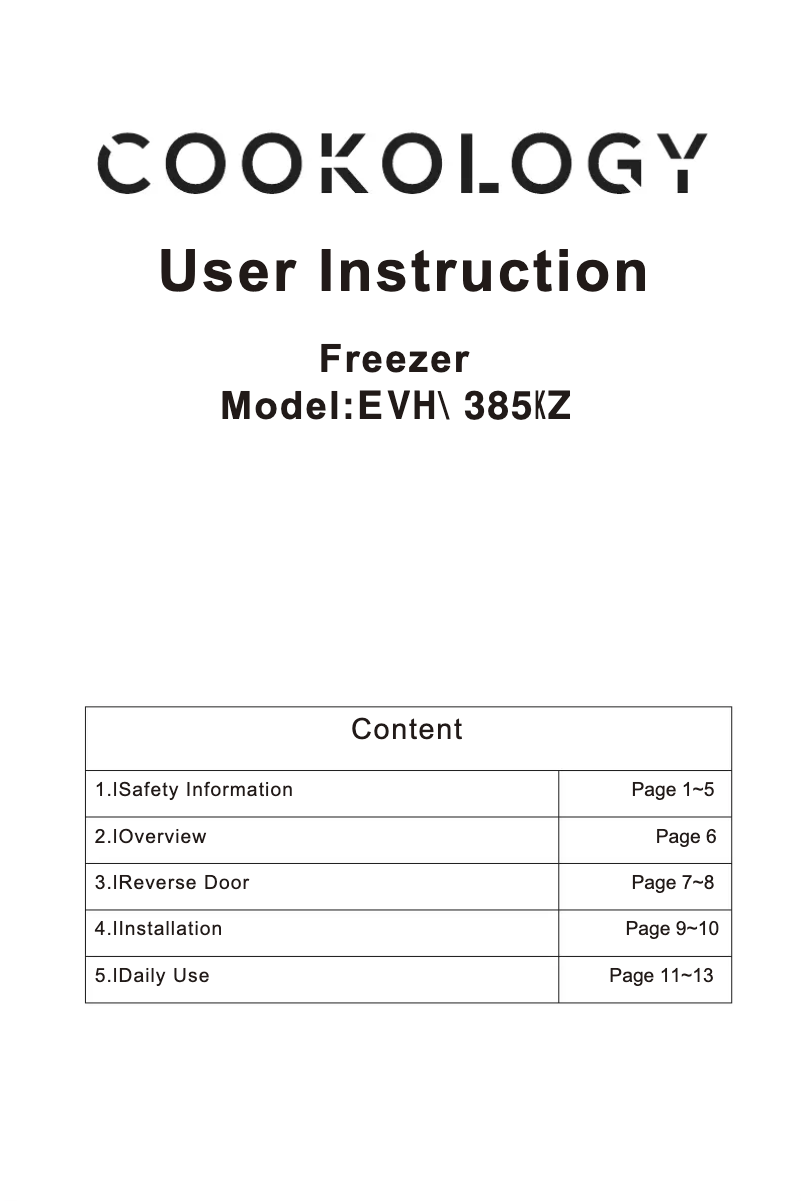 Page 1 of the manual User Manual Cookology CTFZ163IX