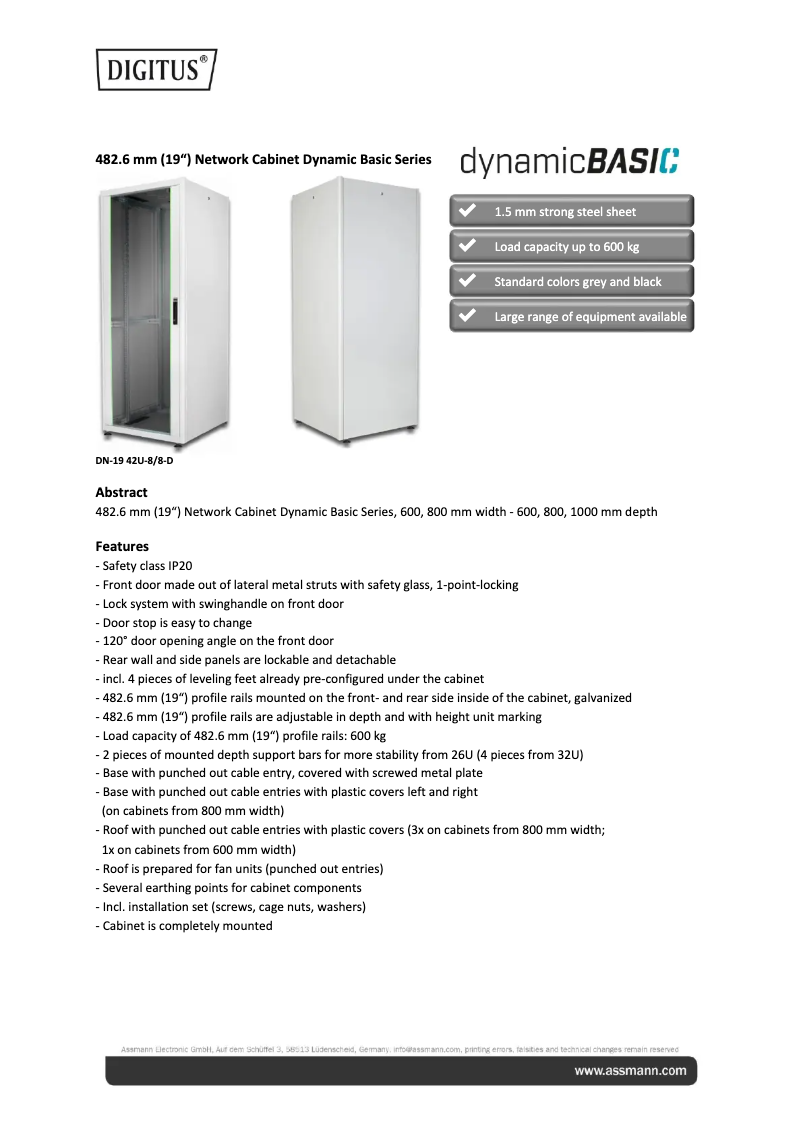 First page image of the manual for DN-19 22U-6/8-DB