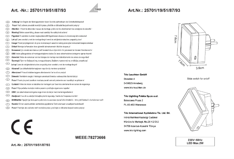 First page image of the manual for Foxi 25719