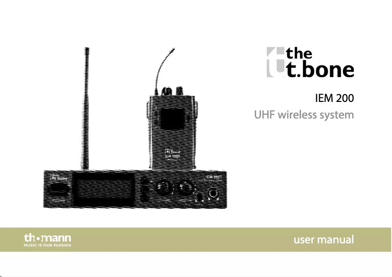 Page 1 of the manual User Manual the t.bone IEM 200