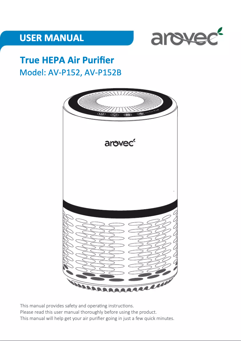 Page 1 of the manual User Manual Arovec AV-P152-RF