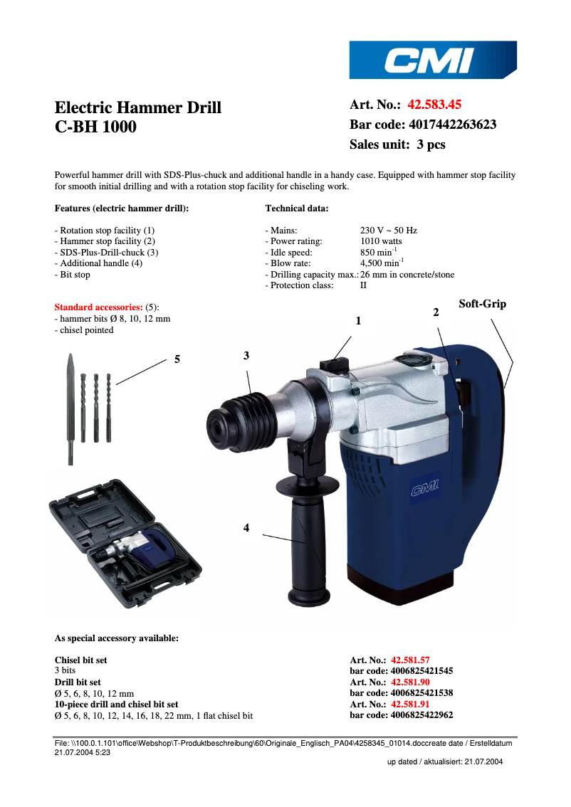 First page image of the manual for C-BH 1000