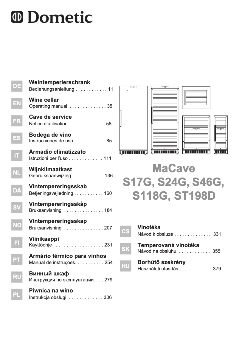 Page 1 de la notice Manuel utilisateur Dometic MaCave S118G