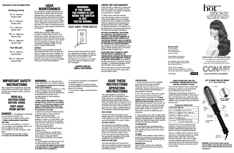 Page 1 of the manual User Manual Conair BC84GNR