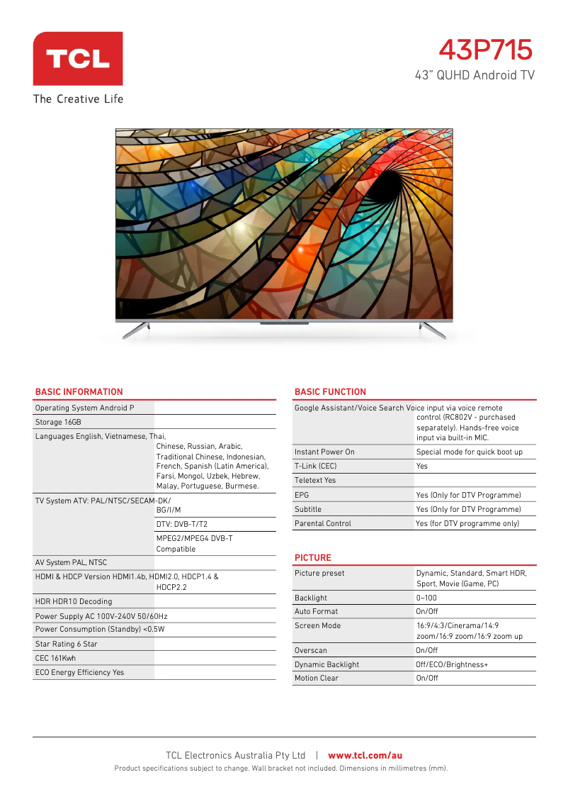 First page image of the manual for 43P715