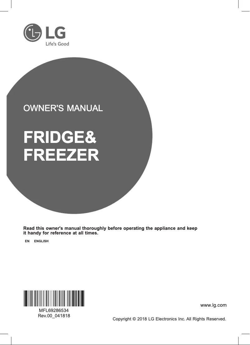 Page 1 of the manual User Manual LG GR-Q24FTKHL