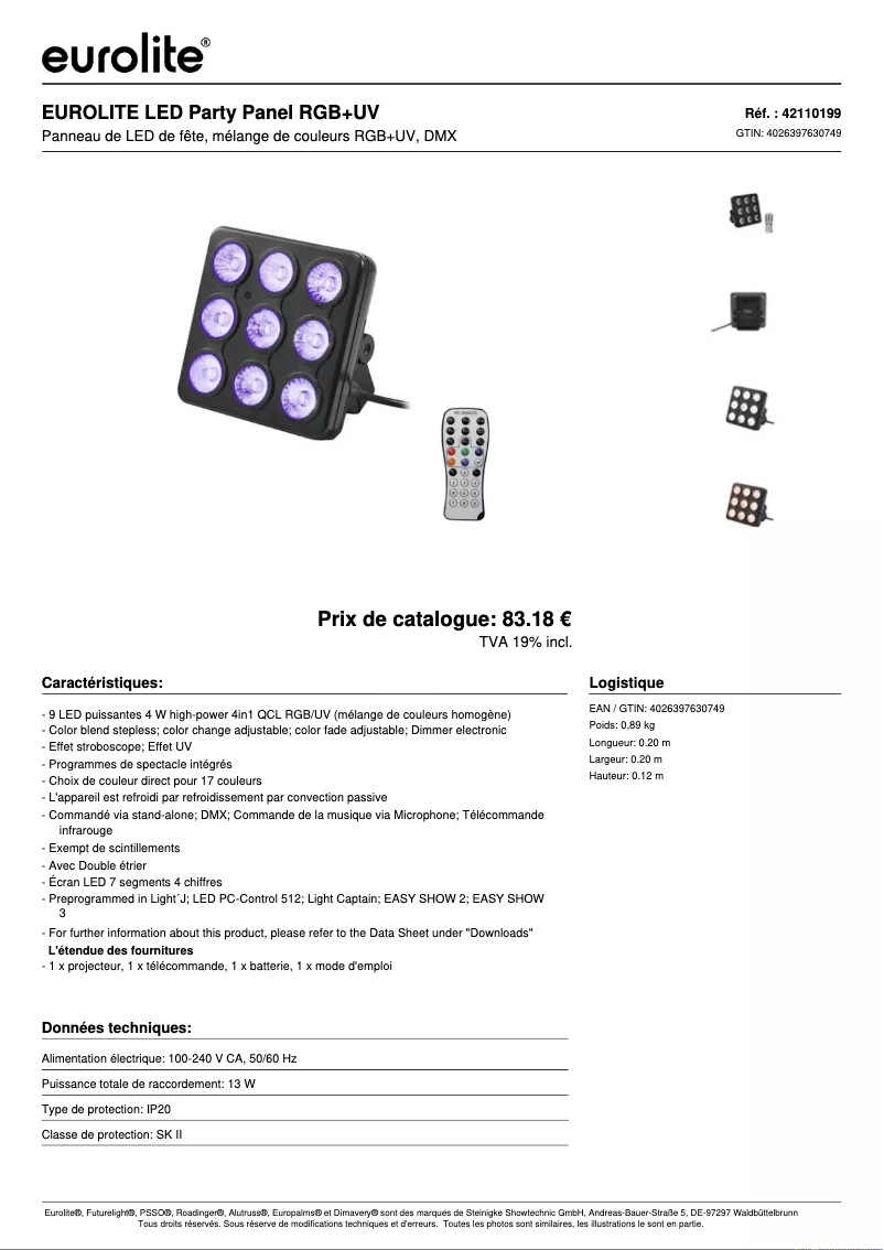 Image de la première page du manuel de l'appareil LED Party Panel