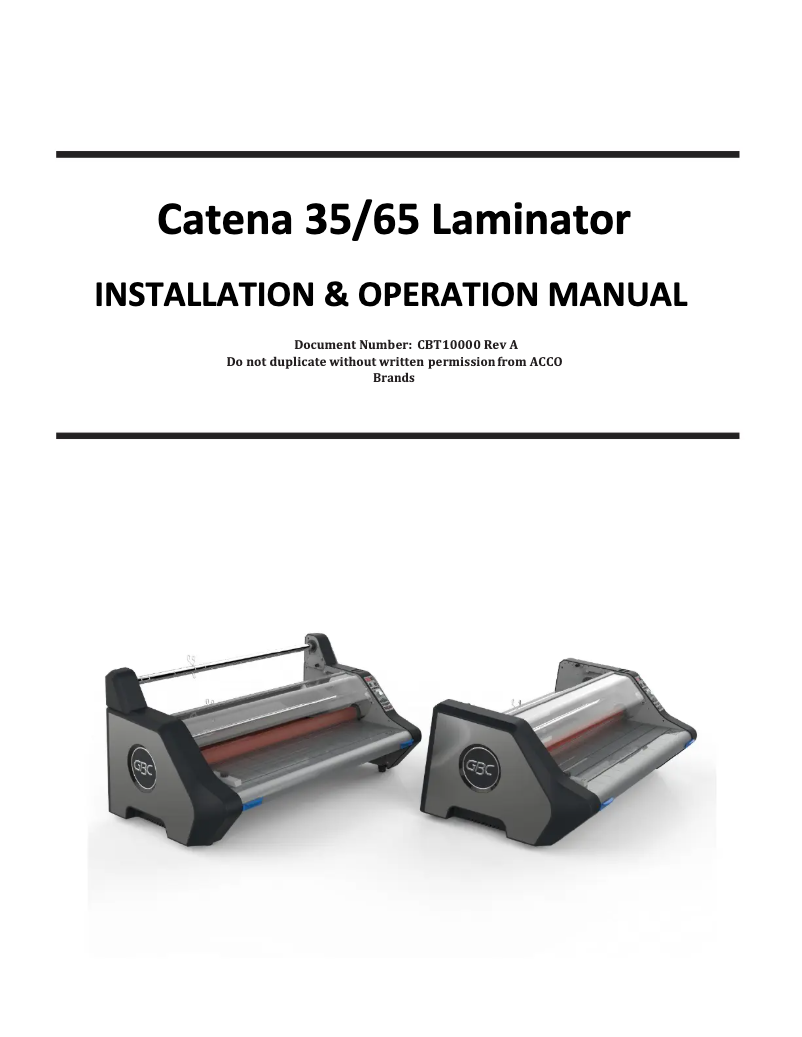 First page image of the manual for Catena 65