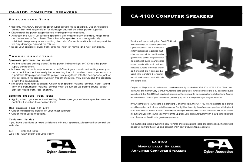 Page 1 of the manual User Manual Cyber Acoustics CA-4100