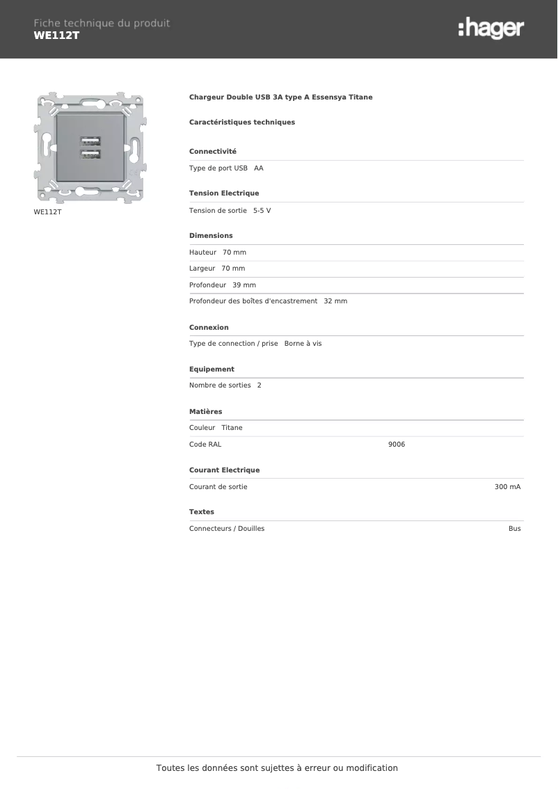 First page image of the manual for WE112T