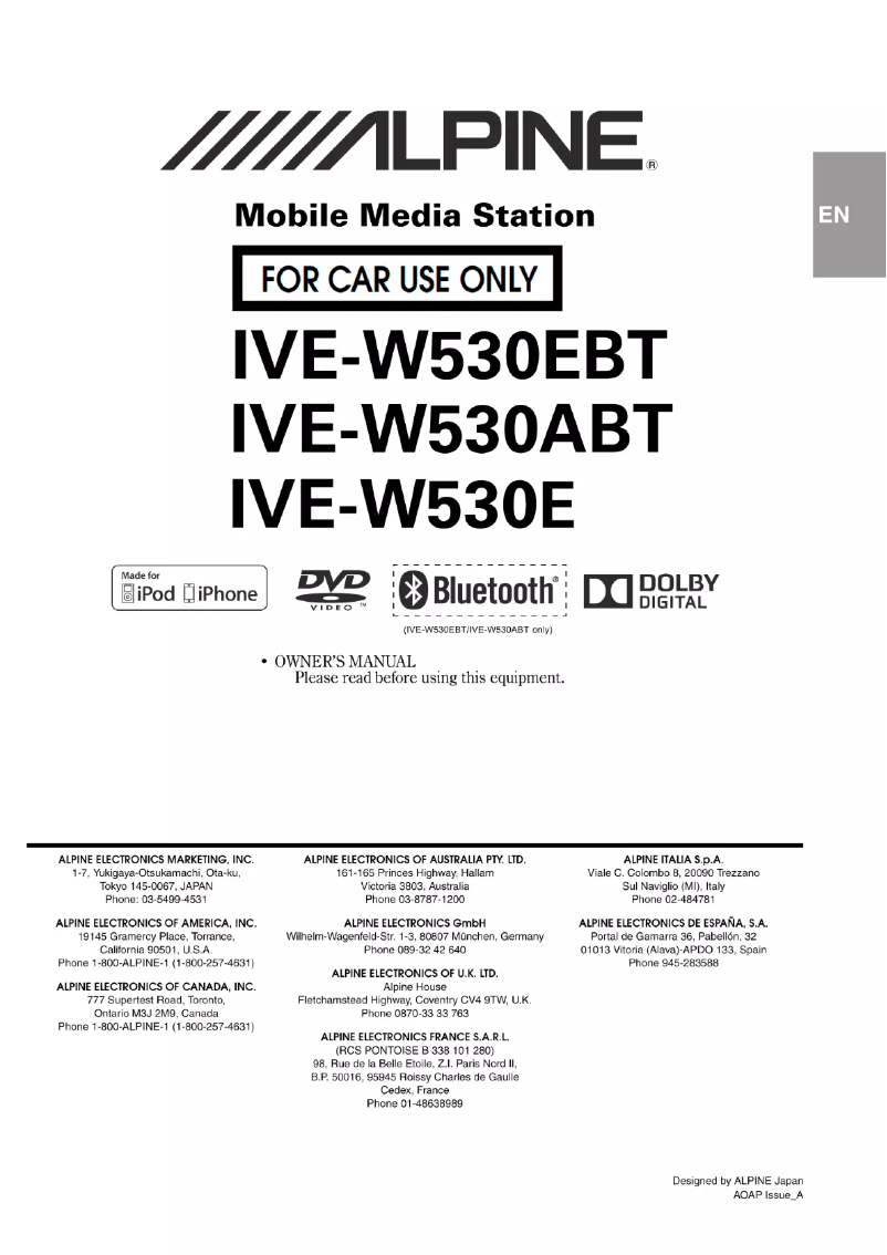 First page image of the manual for IVE-W530E