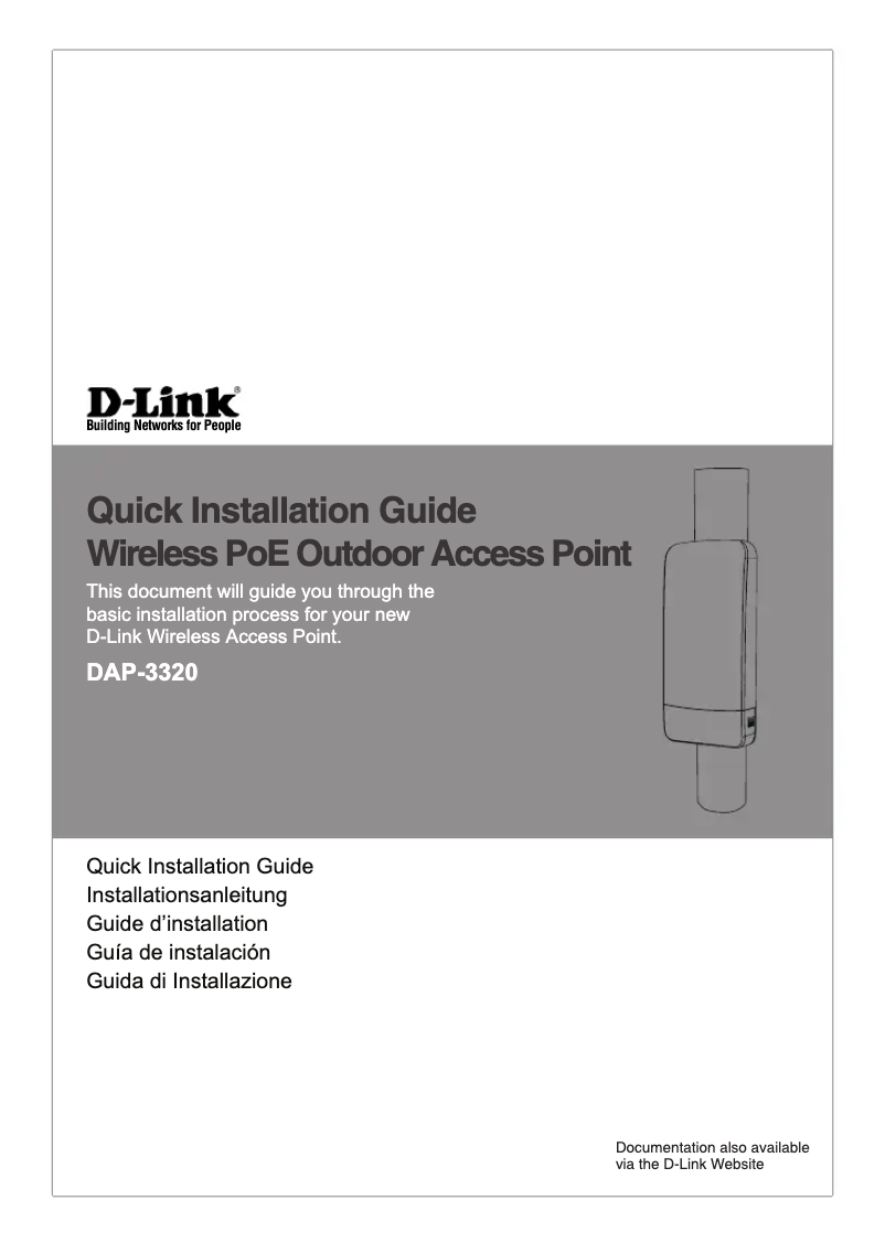Page 1 of the manual Installation Guide D-Link DAP-3320
