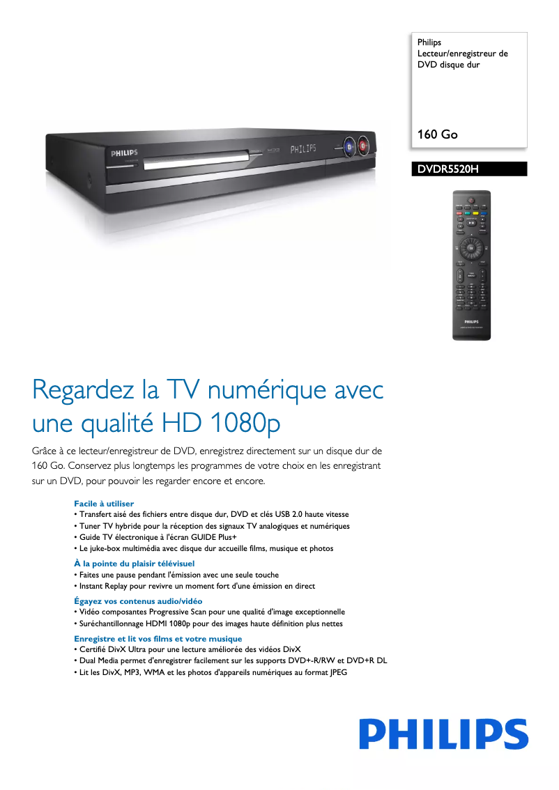 First page image of the manual for DVDR5520H