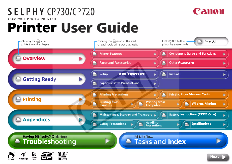 Page 1 of the manual User Manual Canon Selphy CP720