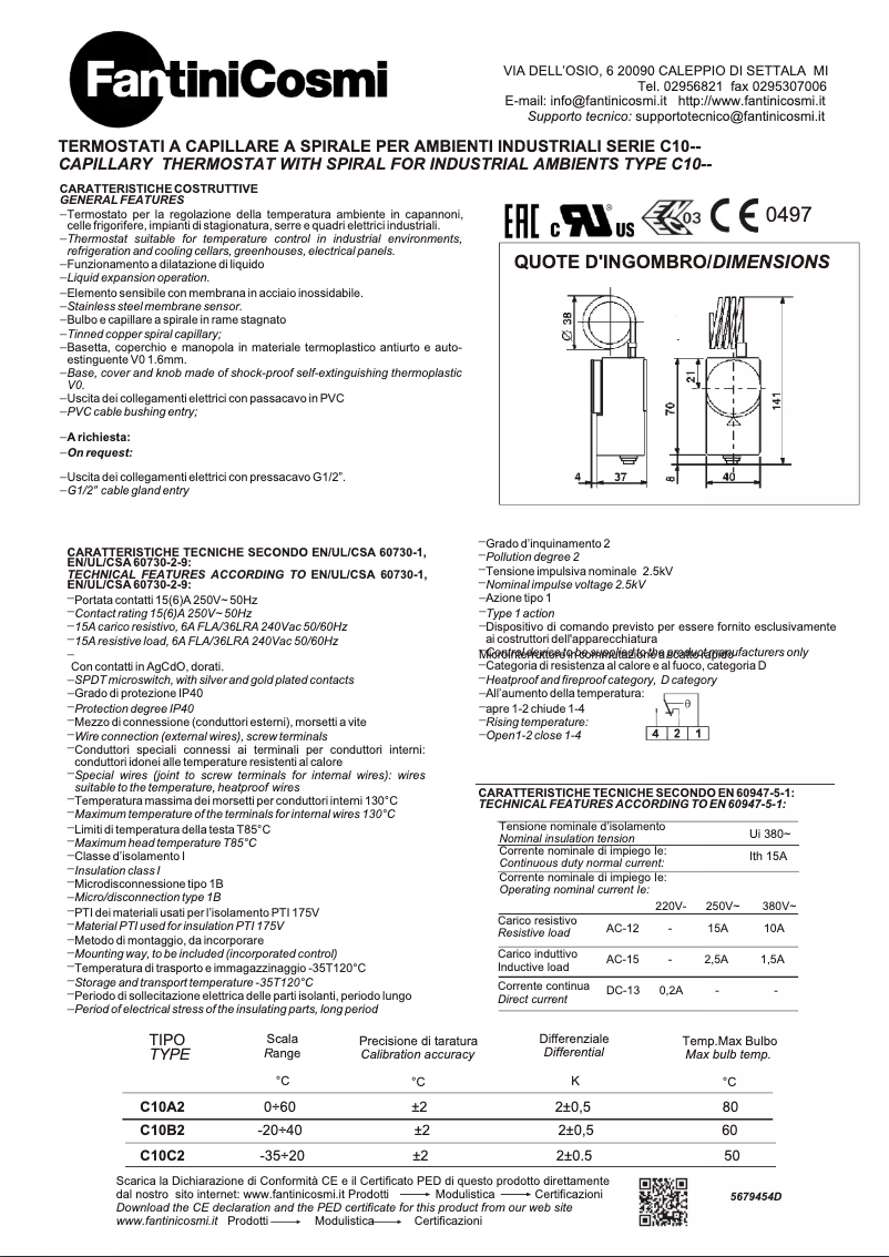 Page 1 of the manual User Manual Fantini Cosmi C10