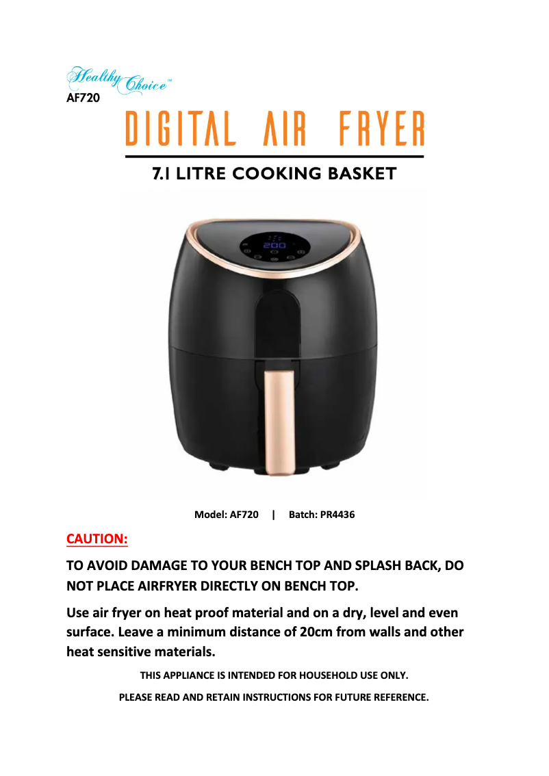 First page image of the manual for AF720