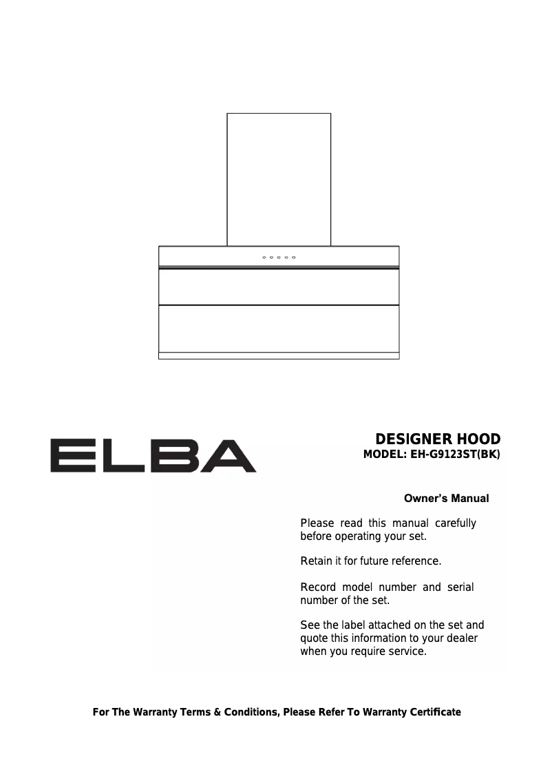 Page 1 of the manual User Manual Elba ETERNO EH-G9123ST(BK)