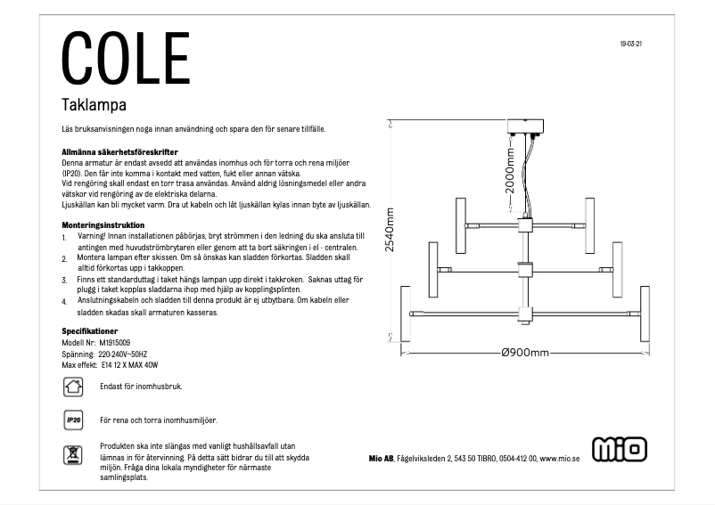 Page 1 of the manual User Manual Mio Cole