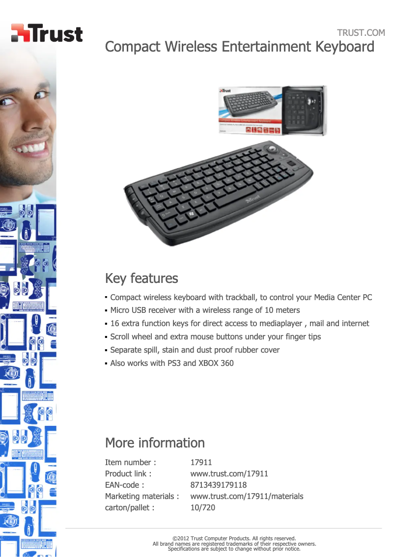 Page 1 of the manual User Manual Trust Compact Wireless Entertainment Keyboard