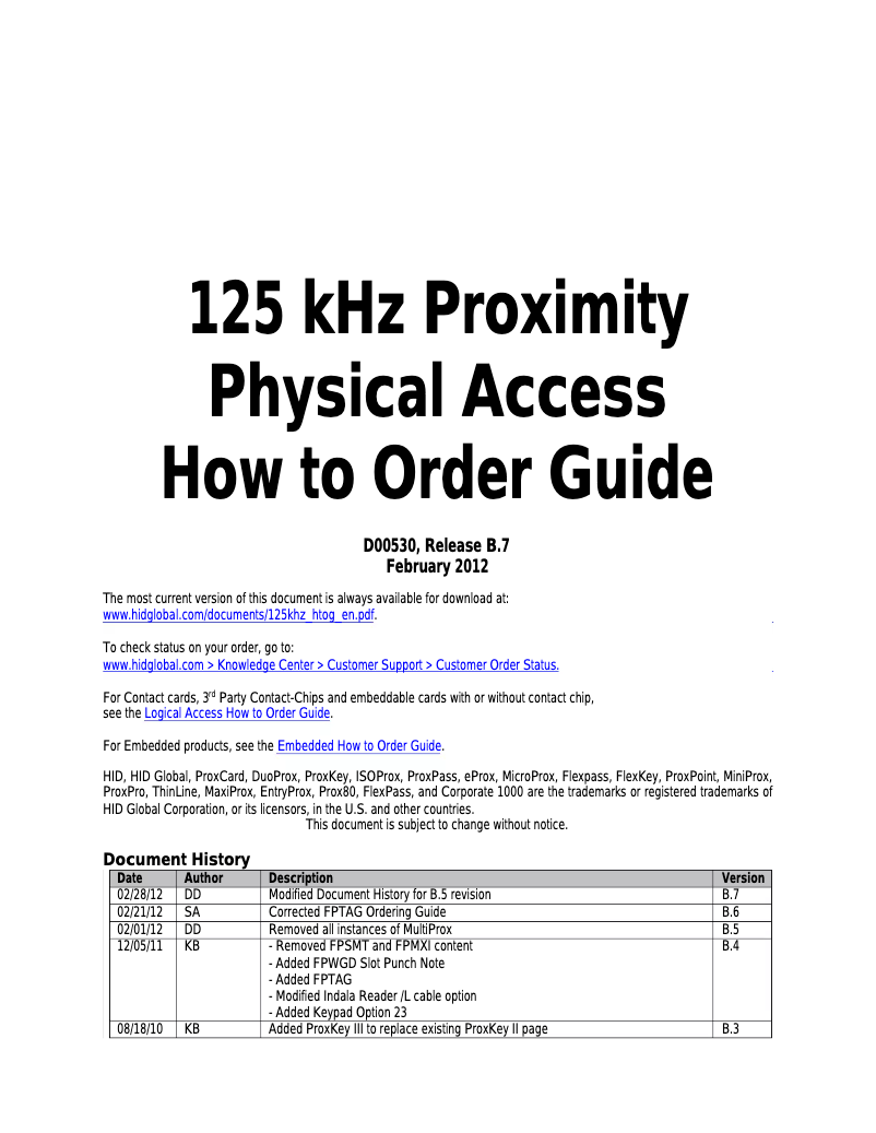 First page image of the manual for ProxPoint Plus 6005