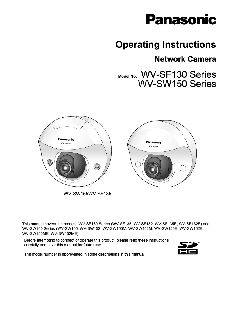 First page image of the manual for WV-SW155