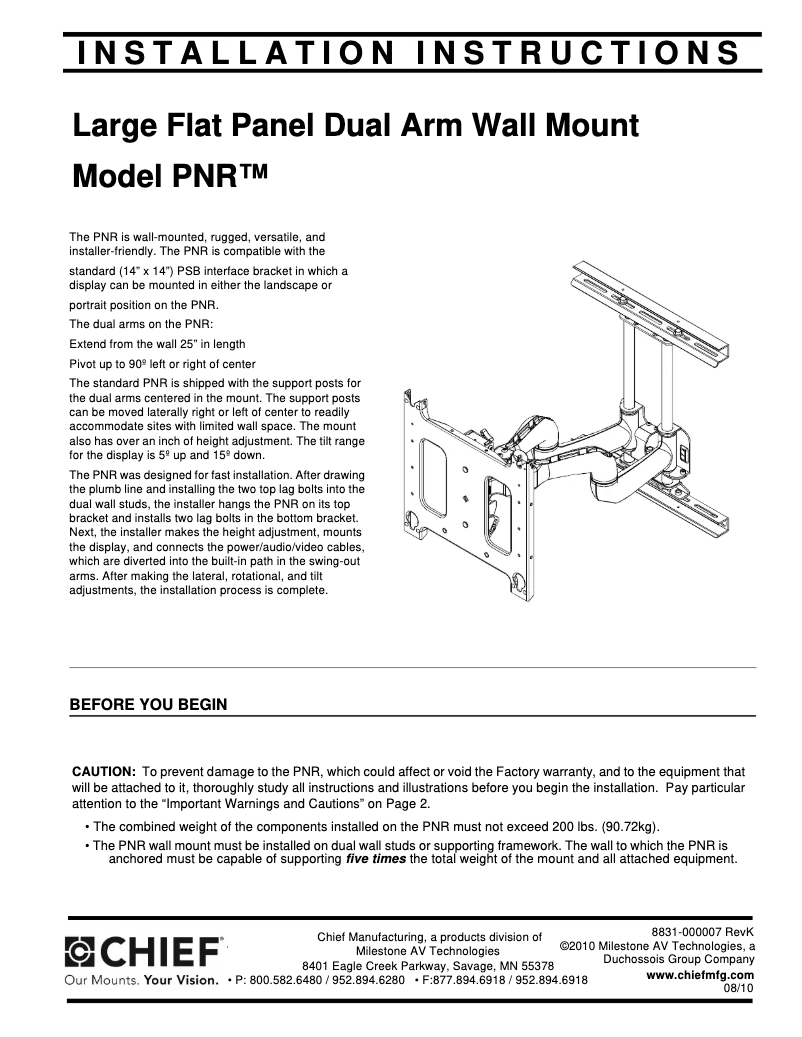 First page image of the manual for PNR2043B