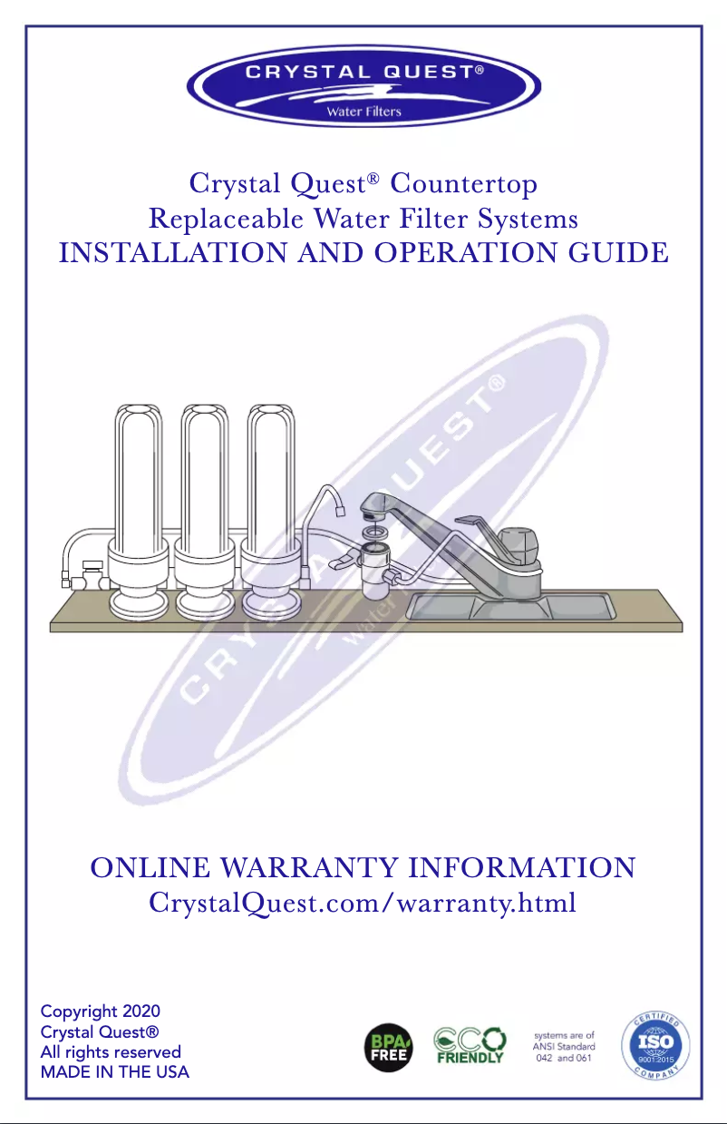 Page 1 of the manual User Manual Crystal Quest CQE-CT-00123